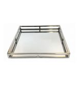 سینی اکسسوری استیل مربع با کف آینه 40×40×4 سانتی ماهک گالری