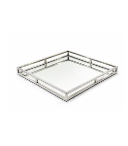 سینی اکسسوری استیل مربع با کف آینه 40×40×4 سانتی ماهک گالری