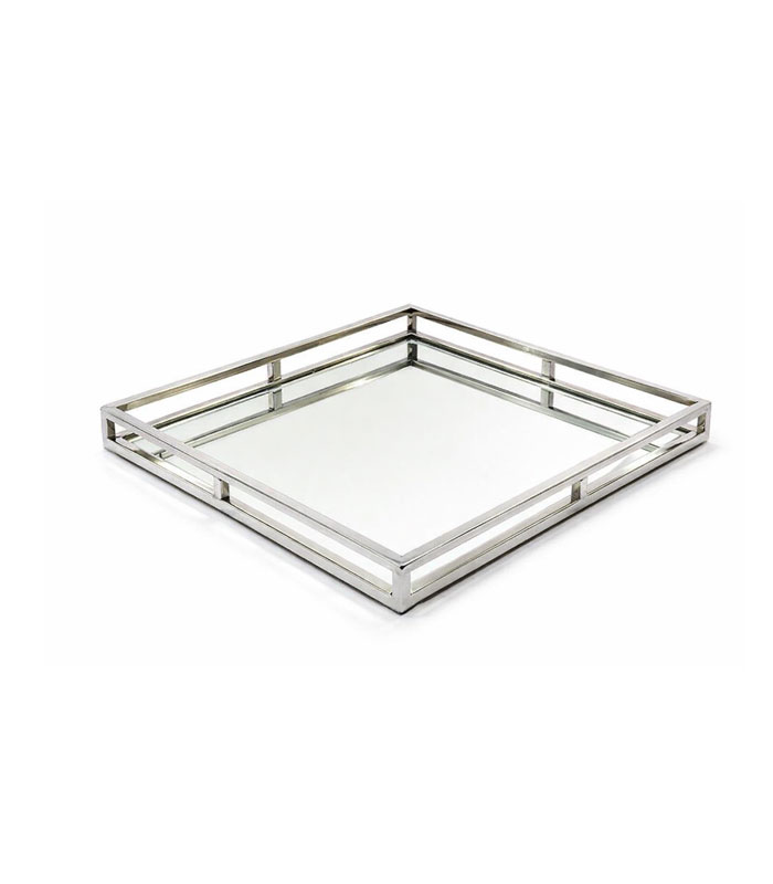 steel-miror-tray-06 سینی اکسسوری استیل مربع با کف آینه 40×40×4 سانتی ماهک گالری
