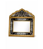 آینه ونیزی رومیزی کلاسیک با فریم چوبی پتینه ورق طلا و تراش دست