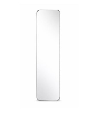 آینه دیواری قدی 130×35 با فریم تسمه استیل طلایی مات باریک و شیشه شفاف بدون موج