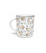 ماگ سرامیکی طرح سگ‌های بازیگوش و فانتزی در رنگ سفید