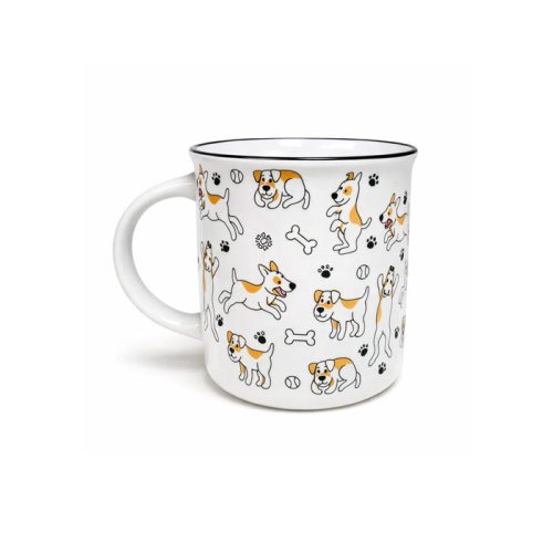 ماگ سرامیکی طرح سگ‌های بازیگوش و فانتزی در رنگ سفید