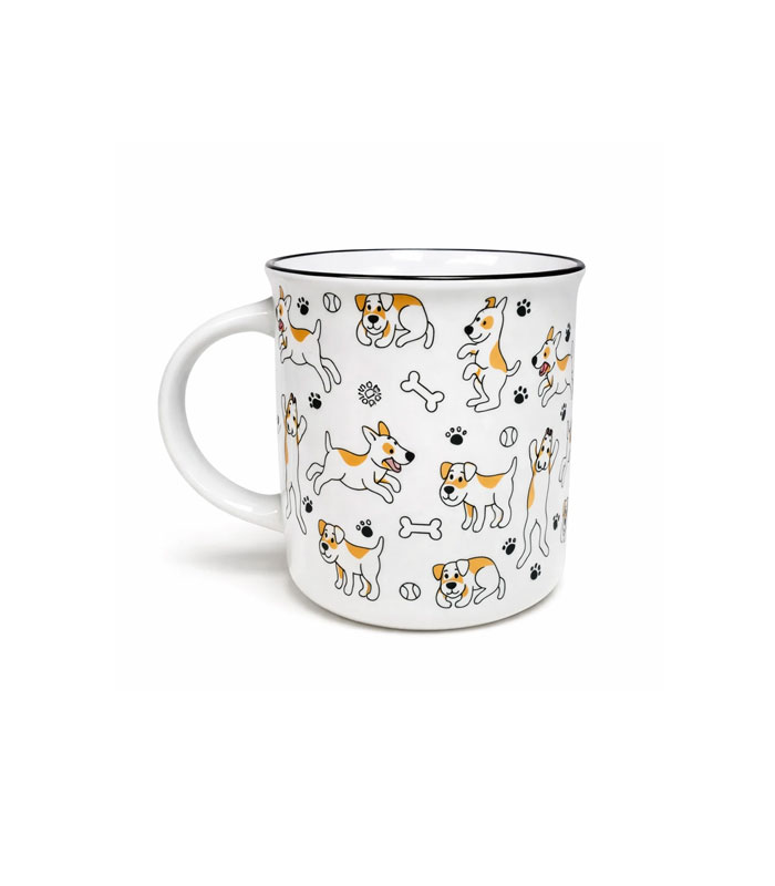 ماگ سرامیکی طرح سگ‌های بازیگوش و فانتزی در رنگ سفید