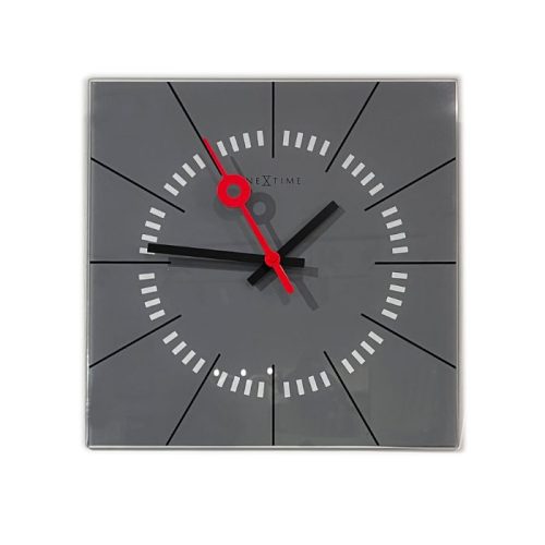 ساعت دیواری شیشه ای طوسی برند nextime هلند با موتور بیصدا
