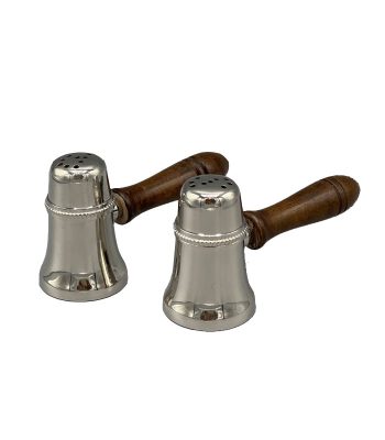 نمکدان برنجی با دسته چوبی رنگ سیلور ساخت هند