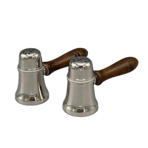 نمکدان برنجی با دسته چوبی رنگ سیلور ساخت هند