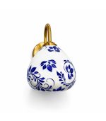 چراغ دیوارکوب فلزی با شید سرامیکی سفید نقش گل آبی و پایه طلایی