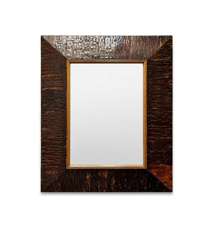 آینه دیواری چوب طبیعی دست‌ساز 70×90 سانت قاب داخلی 40×60
