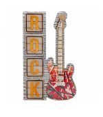 تابلو فلزی طرح Rock با گیتار وینتیج ساخته شده از چوب و فلز دست‌ساز مناسب دکوراسیون صنعتی